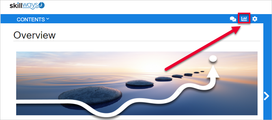 arrow pointing to the Progress graph icon