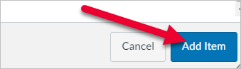 arrow pointing to Add Item button
