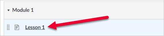 Arrow pointing to page titled Lesson 1