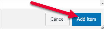 arrow pointing to Add Item button