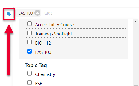 arrow pointing to tag manager icon