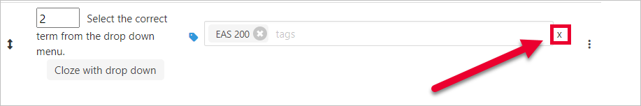 arrow pointing to X to save new tag