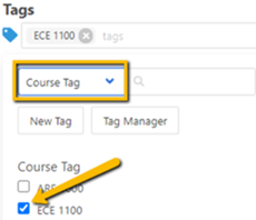 select tag category checkbox option