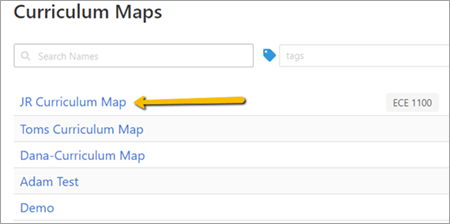 arrow pointing at Map selection from list