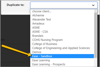 arrow pointing to selection on drop down list