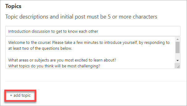 Add Topic button