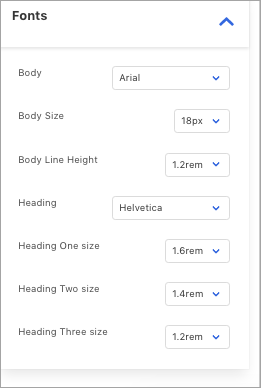 Adjust fonts panel showing drop down arrows for changing font style and size