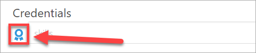 Arrow pointing to credential icon