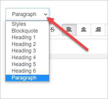 Styles dropdown
