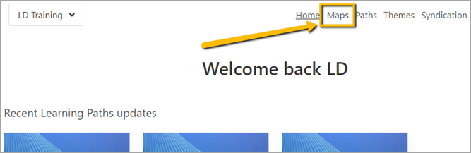 arrow pointing to map link at top right of screen
