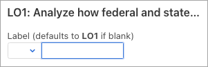 adjusting the outcome label drop-down