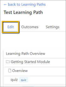 click on the edit menu from the learning path