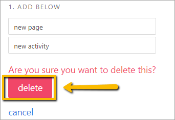 arrow pointing to delete button at bottom of page