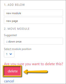 arrow pointing to delete button
