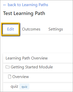 Edit tab highlighted under learning path