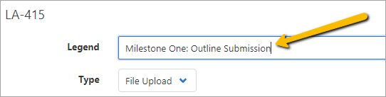 arrow pointing to field to enter short activity name