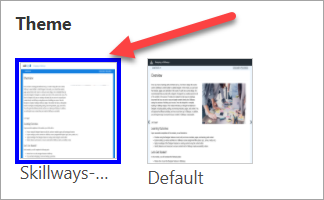 Arrow pointing to theme option