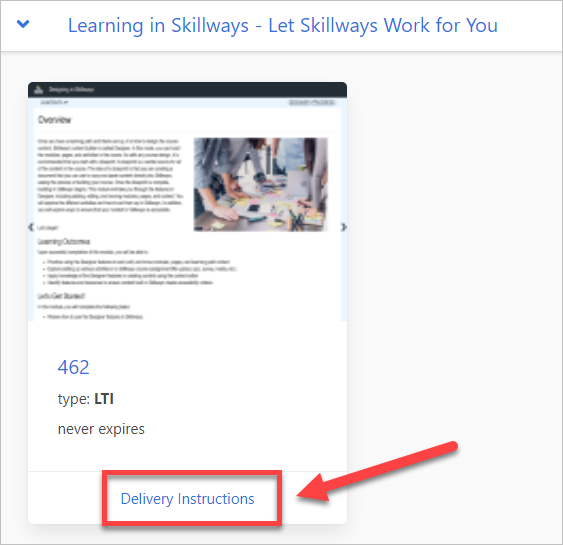 arrow pointing to delivery instructions link