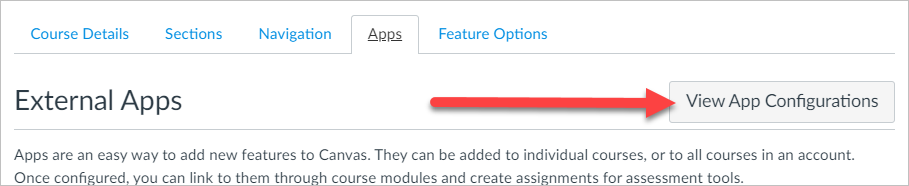 View App Configurations button under Apps tab