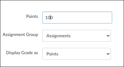 assignments settings with field to add total points display