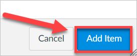 arrow pointing to add item