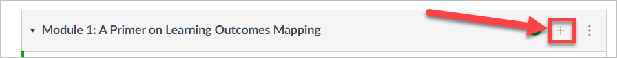 arrow pointing to Plus sign showing where to add module