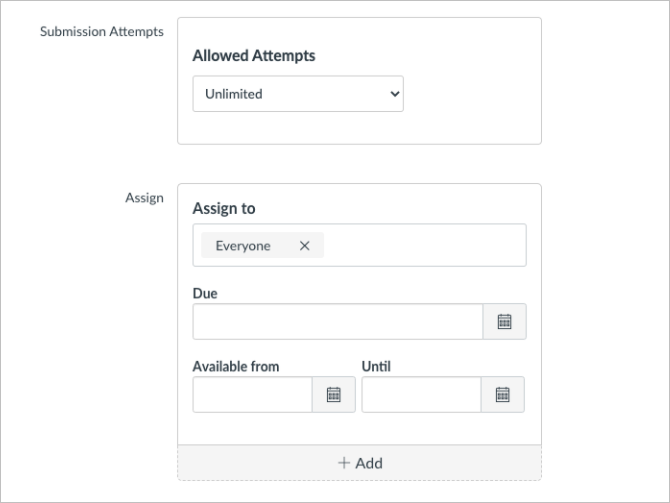 assignment settings display