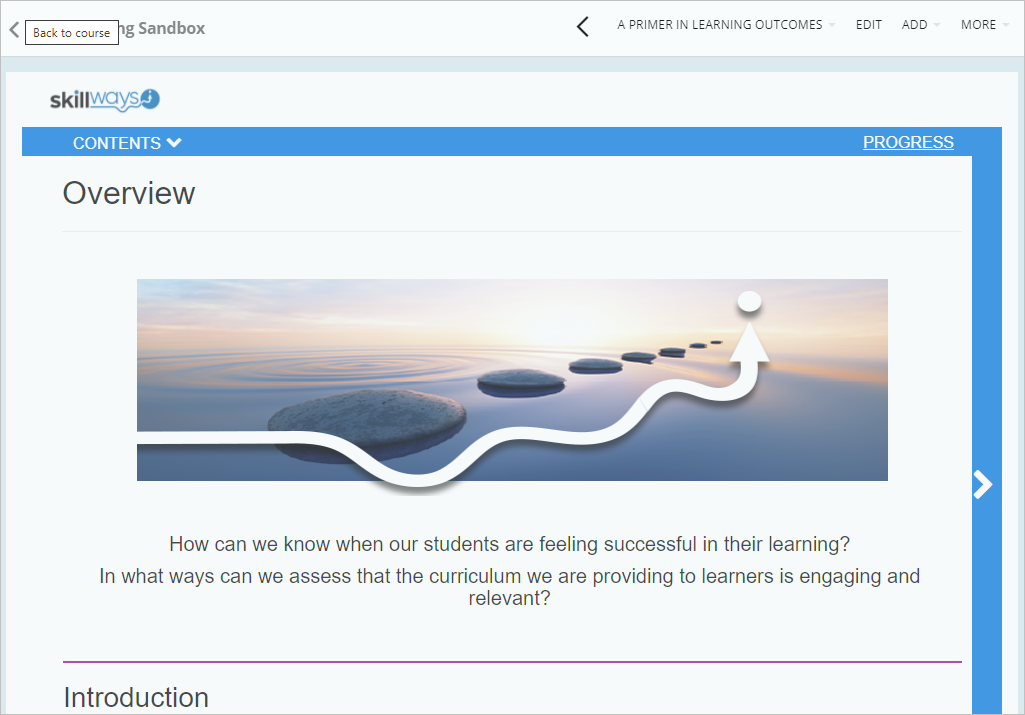 Skillways course displays in LMS