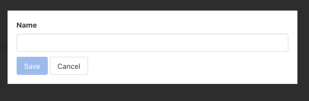 Create theme window with Name field