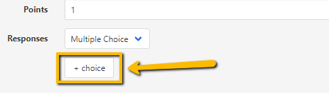 arrow pointing to yellow rectangle around add choice button