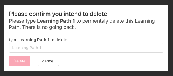 Delete Learning Path window