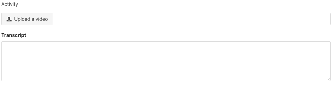 click on the upload video button to upload the desired video and transcript