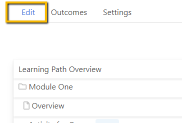 yellow rectangle around edit button within the learning path