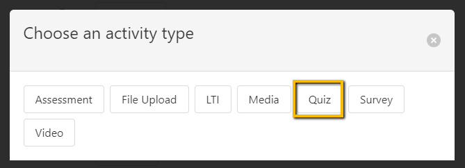 yellow rectangle around quiz option