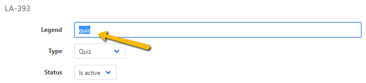 arrow pointing to legend to the quiz input title field