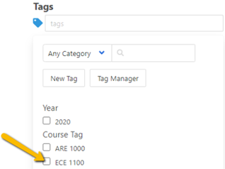 tag checkbox selection options