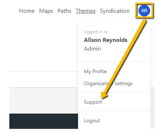 Support link under Profile in Skillways