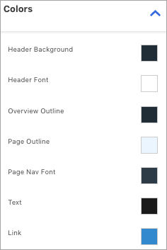Color panel with drop down arrows to select colors for page elements