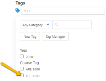 tag checkbox options