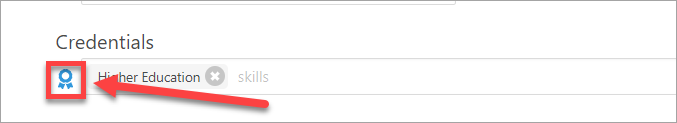 Arrow pointing to credential icon