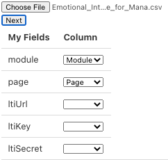 screen to select what files to include