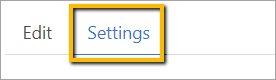 rectangle surrounding choose settings option at top of page
