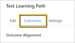outcomes tab displayed for learning path