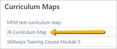 arrow pointing to list of curriculum maps to choose
