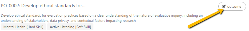 arrow pointing to edit outcome button