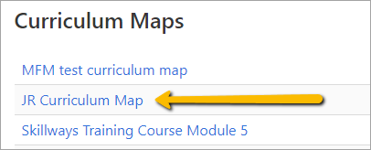 arrow pointing at curriculum maps list