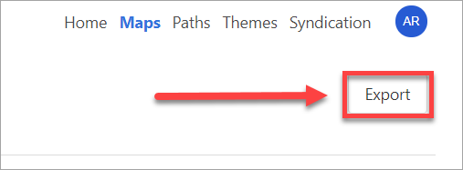arrow pointing to export button