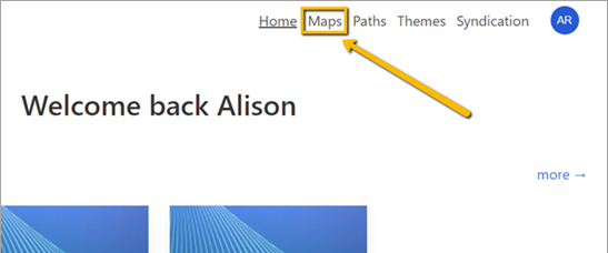 arrow pointing at Maps tab