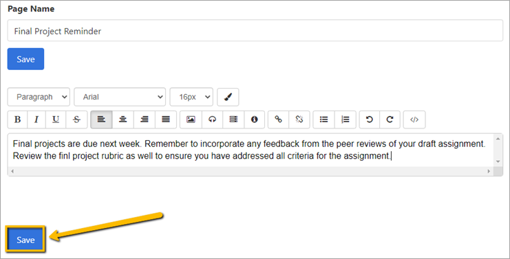 save button below content editor
