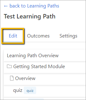 rectangle around edit tab within the learning plan window